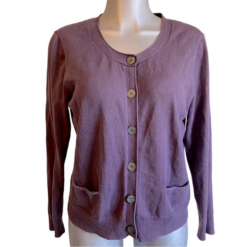 J. Jill Cardigan Sweater Button Up Pockets Athleisure Preppy Size Large Stretch